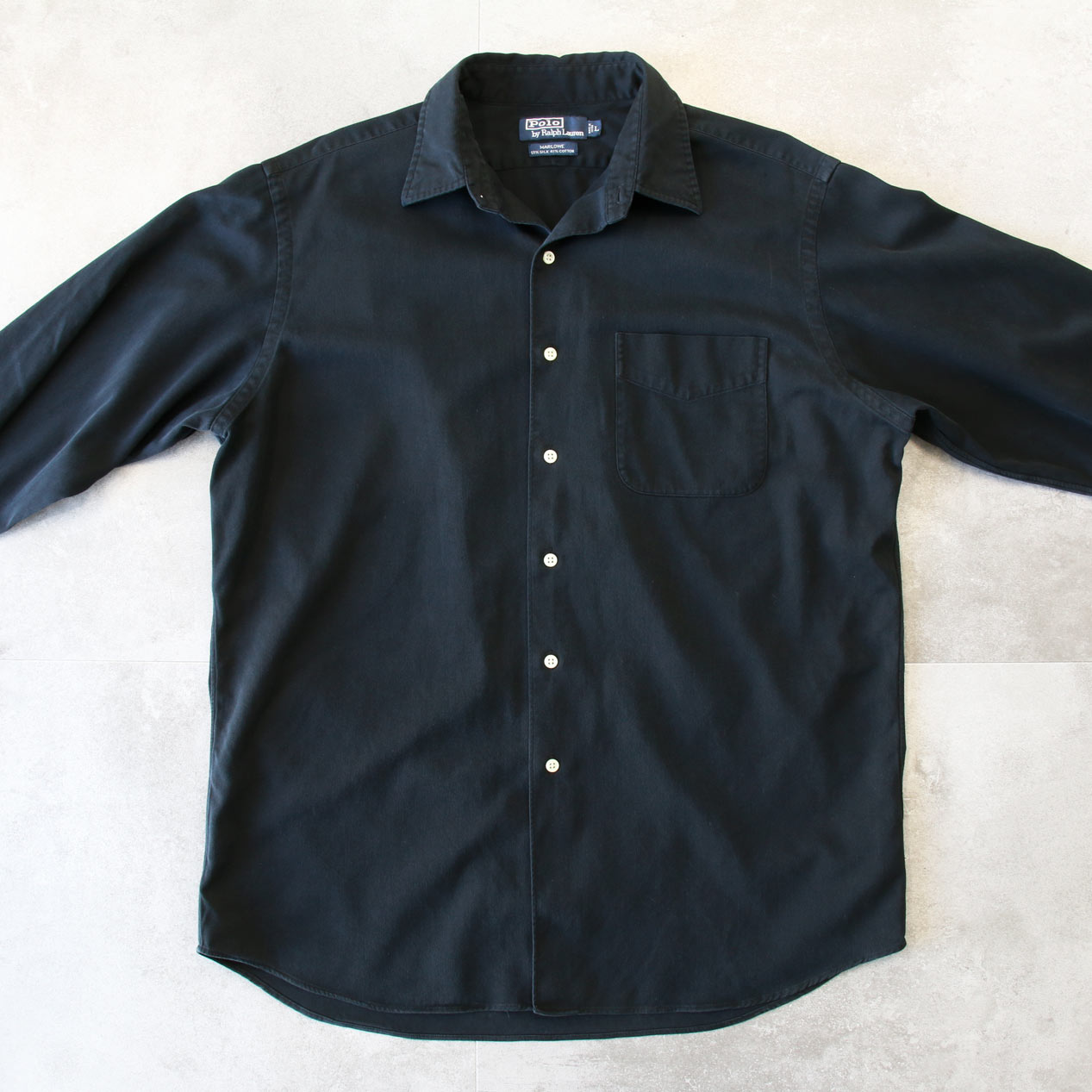 90s ラルフローレン MARLOWE 長袖シャツ 無地 シルク ブラック L 90s ラルフローレン MARLOWE 長袖シャツ 無地 シルク ブラック L 90s