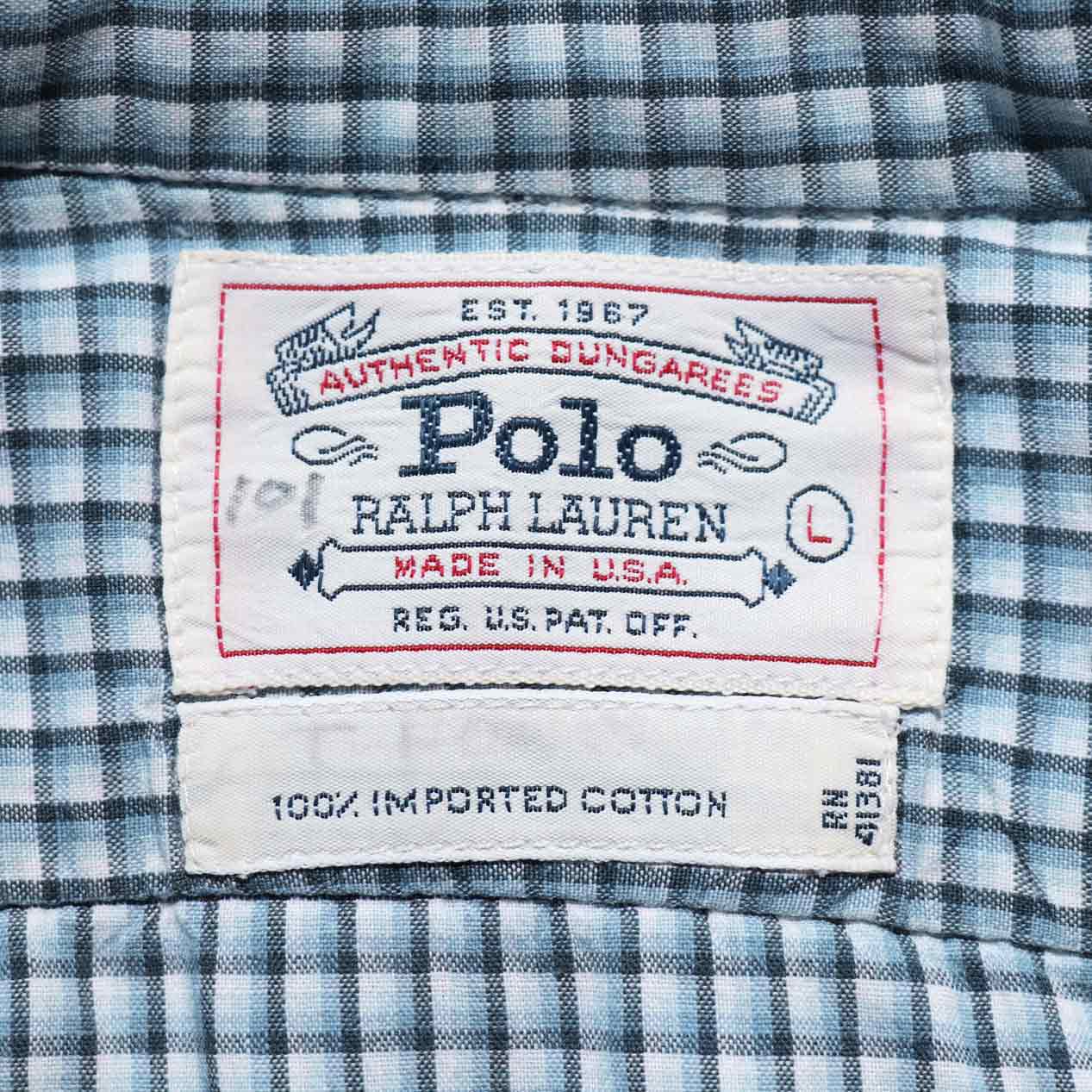 Post Junk 80 90 S Polo Ralph Lauren 白タグ Usa製 コットンチェック ワークシャツ M