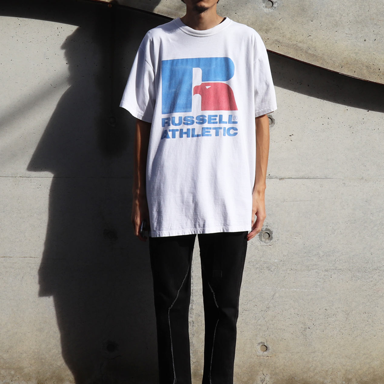 POST JUNK / 90's RUSSELL ATHLETIC USA製 ロゴプリント Tシャツ [XL]