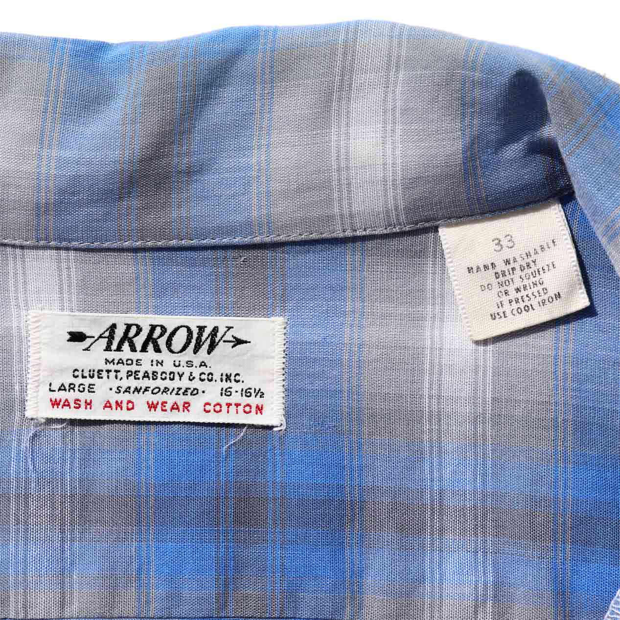 POST JUNK / 60's ARROW All Cotton Ombre Check Open Collar Shirt 
