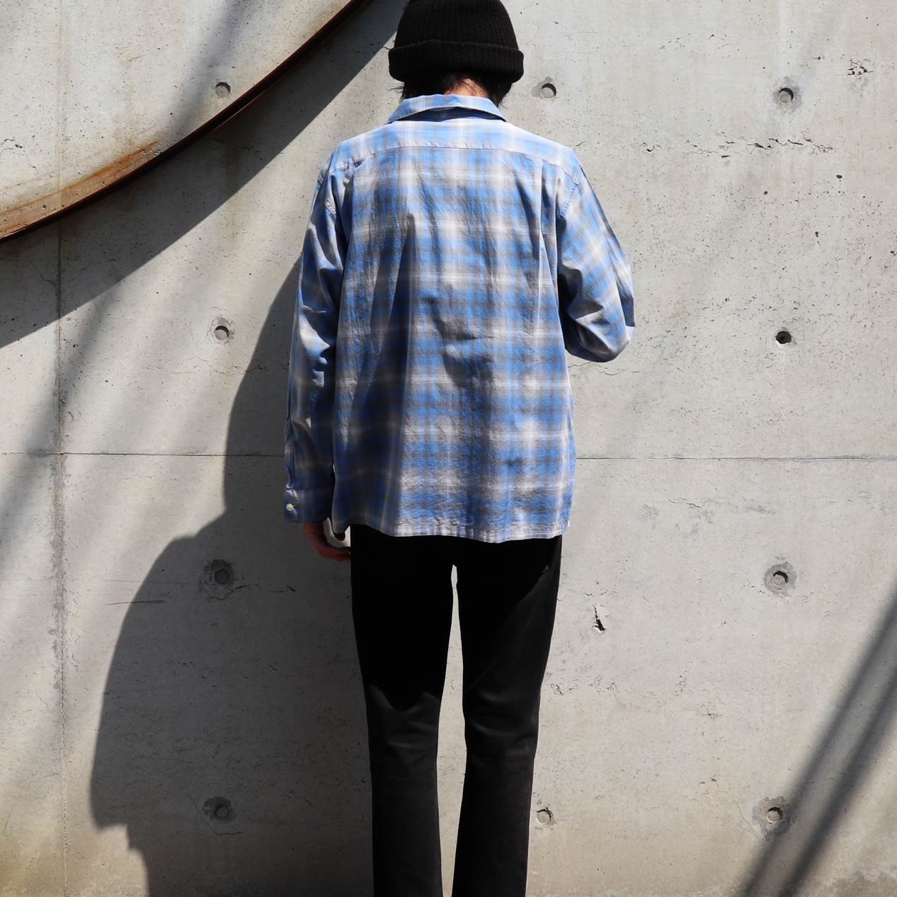 60’s open color check shirt オンブレ