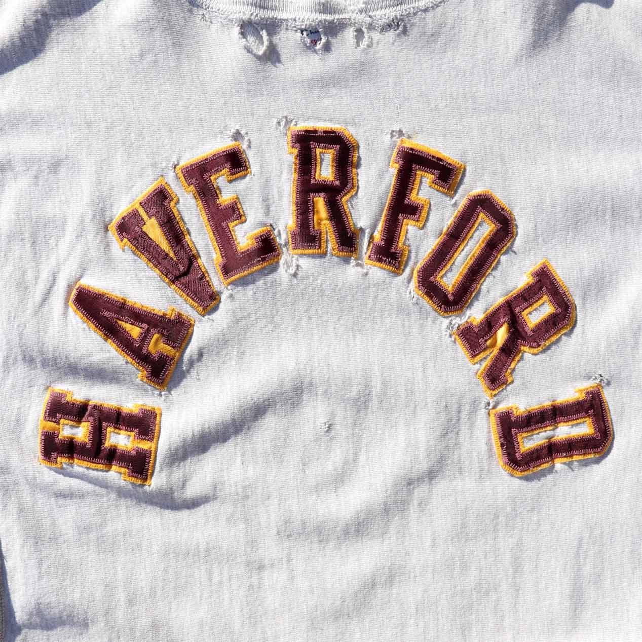 POST JUNK / 90's CHAMPION “HAVERFORD” Damaged Reverse Weave Made 