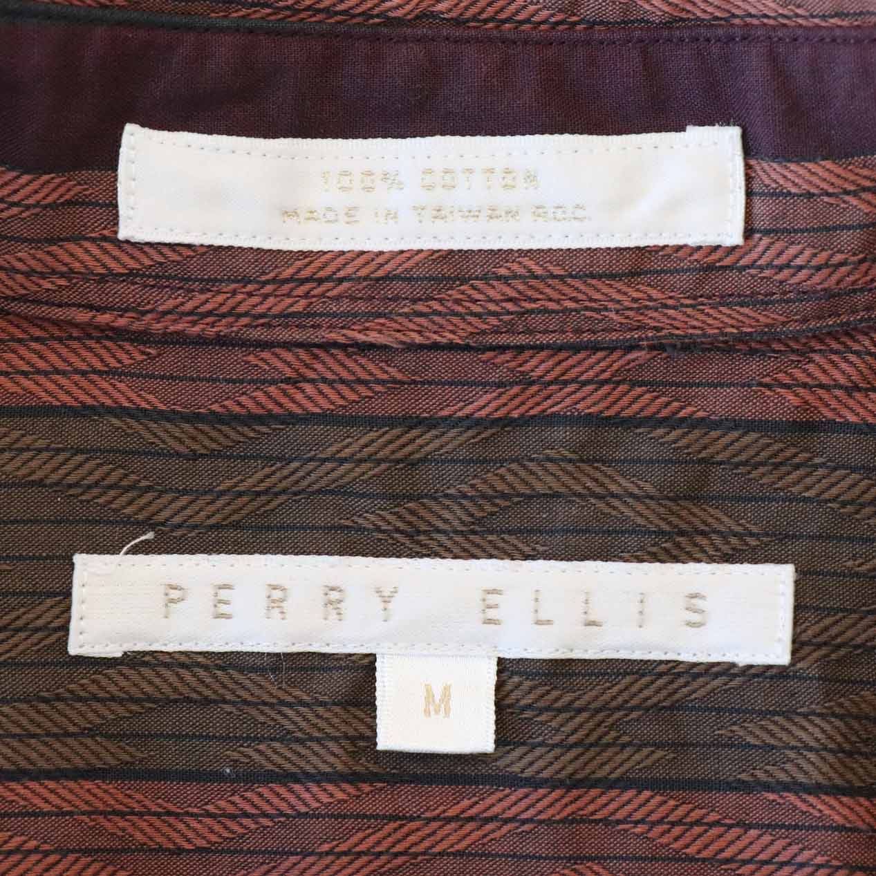 POST JUNK / 90’s PERRY ELLIS Jacquard Striped L/S Shirt [M]